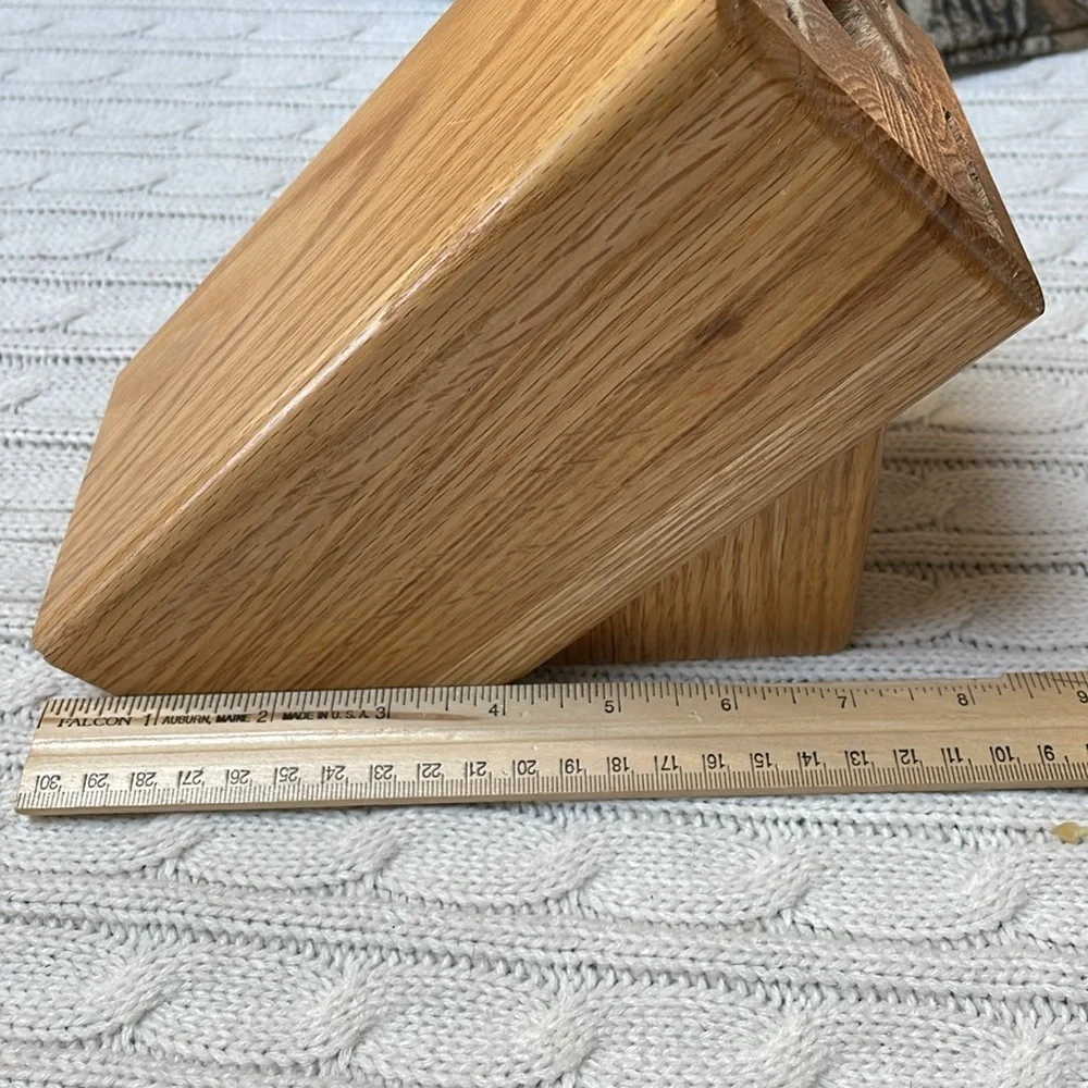 Cutco Knife Block Essentials oak 5 slots 4 Knife. 1 Hole Made USA 4 rubber feet